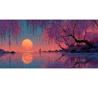 Moon Diamond Art, Pattern Landscape Diamond Painting Kits for Adults 5D DIY Full Round Drill Gem Crystal Art Kits Crafts for Adults Beginner for Home Decor, Room Decor, Gifts 32X64 Inch -bby2603DC