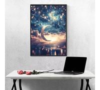 Moon Diamond Art Star 5d Diamond Painting Kits for Adults Full Drill Crystal Art Kits for Adults Beginners, DIY Cross Stitch Embroidery Crafts Pictures for Home Wall Decor, Gifts 24×31 inch PJY4 M-J