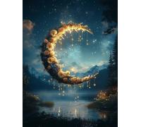 Moon Diamond Painting Jungle Diamond Art 5D DIY Round Full Drill Crystal Embroidery Cross Stitch Kits for Adults Dimond Painting Crafts for Room Decor, Wall Art, Gifts for Women 100x135cm -ly250822V
