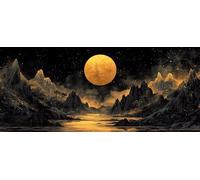 Moon Diamond Painting Kits for Adults, Pattern Mountain Diamond Art 5D DIY Full Round Drill Gem Crystal Art Kits Crafts for Adults for Home Room Decor, Bedroom Decor, Gifts 90*180CM -yym2603T8