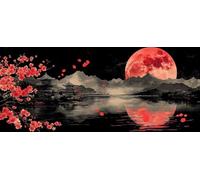Moon Diamond Pinting Cherry Blossoms Diamond Art Kits Adults, Crystal Gem Art Round Full Drill Crystal Rhinestone Embroidery Cross Stitch Hobbies for Adults Women, Home Decor 100*300CM -hjw2604S3