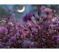 Moon DIY Diamond Art, Flower 5D Diamond Painting Kits for Adults, Full Drill Crystal Art Kits for Adults, Cross Stitch Embroidery Crafts Pictures, Room Decor, Gifts, Summer Decorations, 16x12in Q-5533