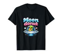 Moon Donut Cute UFO Alien Donut Moon Pun Graphic T-Shirt