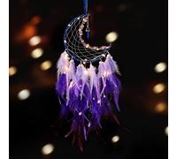 Moon Dream Catcher with Fairy Lights Dreamcatcher Wall Hanging Decor Purple
