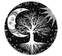 Moon Face Art Jigsaw 1000 Piece Round Puzzle Black White Mystical Design Jigsaw Puzzle Impossible Puzzle for Adults Challenging Game 1000pcs (67.5x67.5cm)