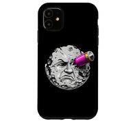 Moon Face Hit by Rocket Humor Space Art Scifi Case for iPhone 11