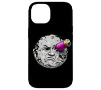 Moon Face Hit by Rocket Humor Space Art Scifi Case for iPhone 14