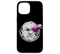 Moon Face Hit by Rocket Humor Space Art Scifi Case for iPhone 15