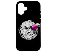 Moon Face Hit by Rocket Humor Space Art Scifi Case for iPhone 16