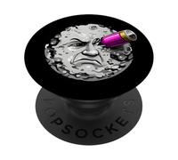 Moon Face Hit by Rocket Humor Space Art Scifi PopSockets Adhesive PopGrip