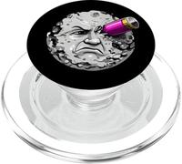 Moon Face Hit by Rocket Humor Space Art Scifi PopSockets PopGrip for MagSafe