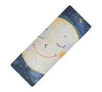 Moon Face printed non slip yoga mat for home gym, natural rubber non slip, with yoga mat storage tapete para ejercicio 71x26 inches