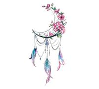 Moon Feather Flower Temporary Tattoo Stickers, Small Fresh Coloring Back Ankle Girl Heart Aesthetic Fairy Sticker, Fake Tattoos