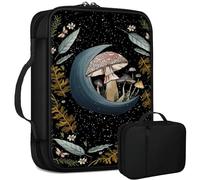 Moon Florals Mushroom Bible Bag Large Bible Case Cover for Women Men, Multi-Functional Church Bag Bible Protector with Handle Zippered Pocket Christian Gift Bible Study Supplies