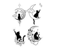 Moon Flower And Cat Herbal Tattoo Stickers Fairy Tale Creative Men And Women Tattoo Stickers Waterproof And Sweat-proof Long-lasting