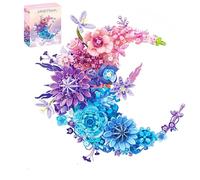 Moon Flower Brick Building Set for Adults - 977pcs Creative Wall Art Block Kit - Compatible with Lego, Unique Gift for Her/Him, Botanical Collection DIY Craft Kit (Pink Moon Flower)