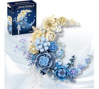 Moon Flower Building Set, Botanical Collection Set of Crescent-Shaped Flowers for Adults or Kids, Unique Décor Table or Wall Decoration, Home Décor Great Gift for Her and Him (934 pcs)
