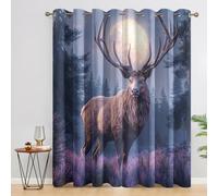 Moon Forest Elk Deer Curtains Blackout, 90x108 Inch 2 Panels - Wildlife Hunting Pattern Black Out Curtains, Home Decor, 108 Drop Eyelet Window Drapes for Bedroom, Living Room QA&46