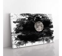 Moon from Space NASA No.1 V3 Modern Canvas Wall Art Print Ready to Hang, Framed Picture for Living Room Bedroom Home Office Décor, 60x40 cm (24x16 Inch)