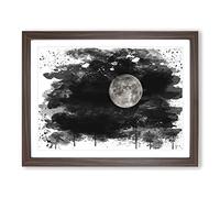 Moon from Space NASA No.1 V3 Modern Framed Print | A2 Walnut Framed Wall Art | Ready to Hang | Modern Space Picture | Living Room Bedroom Lounge Office