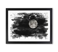 Moon from Space NASA No.1 V3 Modern Framed Print | A4 Black Framed Wall Art | Ready to Hang | Modern Space Picture | Living Room Bedroom Lounge Office