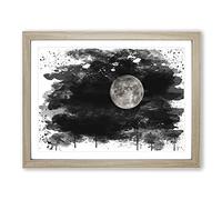 Moon from Space NASA No.1 V3 Modern Framed Print | A4 Oak Framed Wall Art | Ready to Hang | Modern Space Picture | Living Room Bedroom Lounge Office