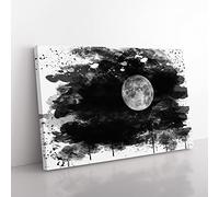 Moon from Space NASA Vol.1 V4 Modern Canvas Wall Art Print Ready to Hang, Framed Picture for Living Room Bedroom Home Office Décor, 60x40 cm (24x16 Inch)