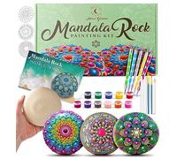 Moon Garden Mandala Rock Painting Kit - Mandala Dotting Tools Kit - Large Wooden Rocks for Painting, Stencils, Acrylic Paints, Dotting Tools for Painting Rocks - Dot Art Kit for Adults & Kids