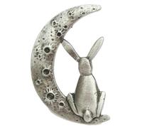 Moon Gazing Hare Handcrafted From English Pewter Brooch + Gift Bag