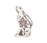 Moon Gazing Hare Rabbit Floral Shaped Indian Hand Carved Wooden Printing Block Stamp