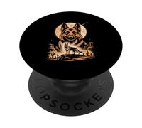 Moon German Shepherd Desert Night Scene PopSockets Adhesive PopGrip