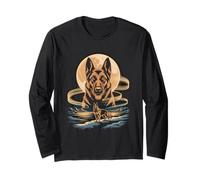 Moon German Shepherd Spirit Mountain Night Long Sleeve T-Shirt