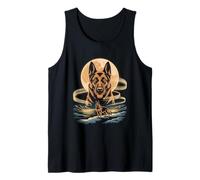 Moon German Shepherd Spirit Mountain Night Tank Top