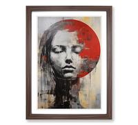 Moon Gestural No.3 Framed Wall Art Print, Ready to Hang Picture for Living Room Bedroom Home Office, Walnut A2 (48 x 66 cm)