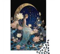 Moon, Girl, LotusJigsaw Puzzles 1000 Pieces for Adults Puzzle Educational Games