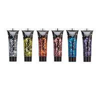 Moon Glitter Classic Chunky Face & Body Glitter Gel, 6x12ml (Berry, Kiwi, Navy, Red, Green, Blue)
