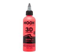 Moon Glow - Neon UV 3D Fabric Paint - 125ml - Intense Red - Textile paint for clothes, t-shirts, bags, shoes & canvas