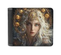 Moon Goddess Selene Greek Mythology Men's Leather Wallet Bifold Purse Card Holder Slim Money Clip Single-Sided Print