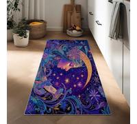 Moon Goddess Stars Runner Rug for Entryway 75 x 200 cm Hallway Non Slip Runner, Washable Long Low Pile Fantasy Style Floor Carpet for Kitchen Corridor Bedroom Living Room Laundry