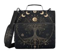 Moon Golden 1.5 Inch 3 Rings Zip Up Binder with Shoulder Strap Multiple Pockets Portfolios Portfolio Organizer for School/Office