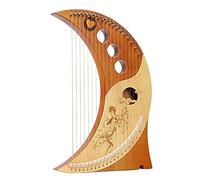 Moon Harp, 19 Strings & Solid Wood Body, Decoration Ornament, 15.7Inc/40CM Tall, with Tuning Wrench and English Music Score, Best Gift for Adult Kids Beginner
