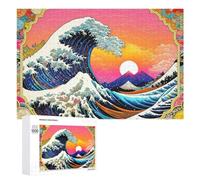 moon hill adults puzzle sets giant wave jigsaw fun wooden jigsaw puzzle-1000 pcs,children's room for living room