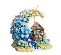 Moon House Mini Building Block Set, Moonflower Building Block Kit, 1622PCS Artificial Flowers Botanical Collection Art for Wall or Home Decoration, Unique Gift for Adults