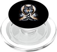 Moon Howling Wolf Mystic Mountain Night PopSockets PopGrip for MagSafe