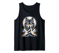 Moon Howling Wolf Mystic Mountain Night Tank Top