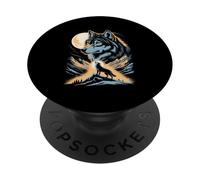 Moon Howling Wolf Night Scene Mountain PopSockets Adhesive PopGrip