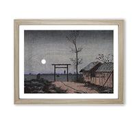 Moon In The Sky By Kobayashi Kiyochika Asian Japanese Framed Print | A2 Oak Framed Wall Art | Ready to Hang | Asian Space Picture | Living Room Bedroom Lounge Office