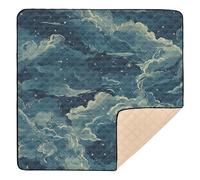 Moon is Hidden in Clouds Surrounded by Stars. Large Stylish Baby Playmat for Floor Waterproof Activity Entertainment Mat for Baby Toddler Infant, 50'' x 50''