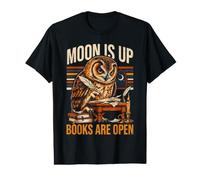 Moon is Up Books are Open Owl Reading Value Graphic T-Shirt