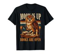 Moon is Up Books are Open Owl Reading Value Graphic T-Shirt